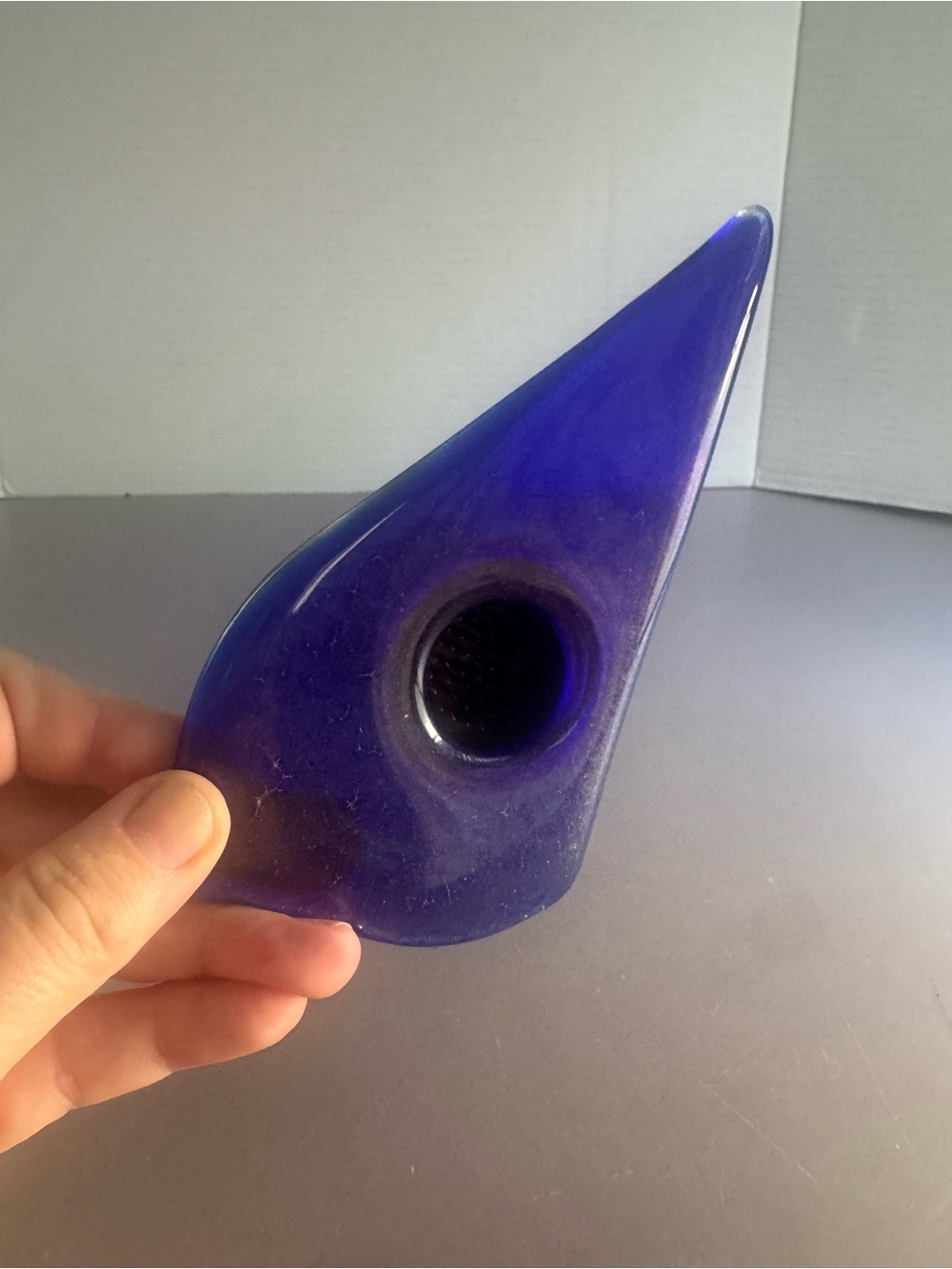 Cobalt Blue Glass Flower Frog - Teardrop Design